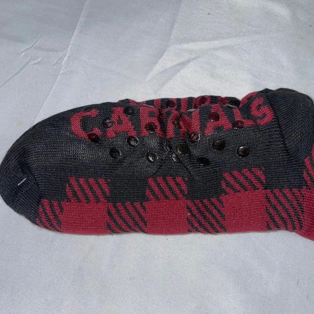 For Bare Feet Arizona Cardinals NFL‎ Buffalo Plaid Cozy Slipper Socks OSFM New